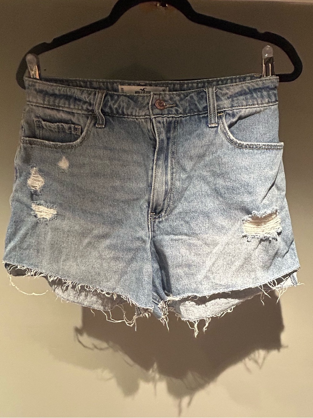 Hollister Light Blue Distressed Denim Cutoff Shorts